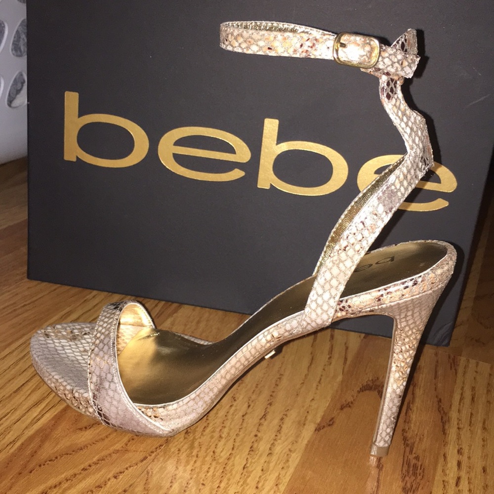 Bebe Strappy Heels snakeskin